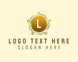 Nail Salon - Elegant Gold Wreath logo design