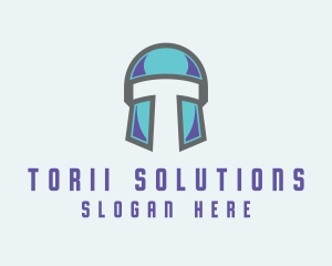 Gamer Helmet Letter T logo design