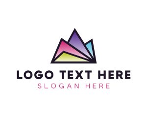Line - Multi Color Triangle Mountain logo design