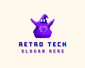 Retro Ghost Pixel logo design