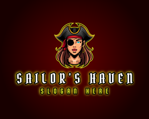 Woman Captain Pirate logo design