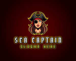 Woman Captain Pirate logo design