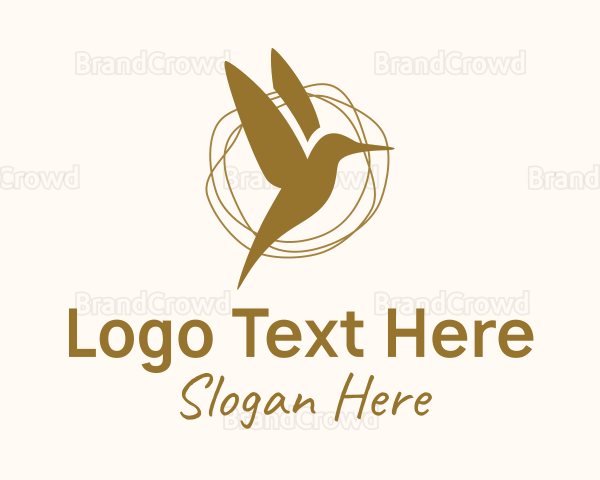 Gold Hummingbird Flying Logo