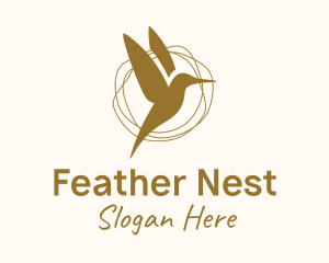 Gold Hummingbird Flying logo design