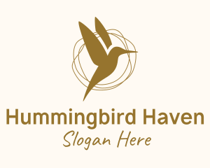 Gold Hummingbird Flying logo design