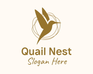 Gold Hummingbird Flying logo design