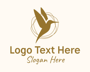 Gold Hummingbird Flying Logo