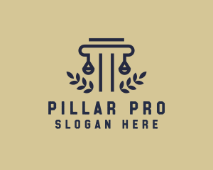 Legal Pillar Wreath logo design