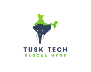 Tusk - Elephant India Map logo design
