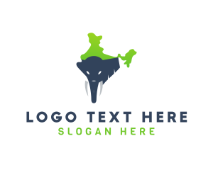 South Asia - Elephant India Map logo design