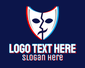 Web Host - Glitchy Thespian Mask logo design