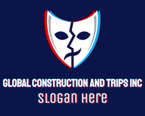 Glitchy Thespian Mask Logo