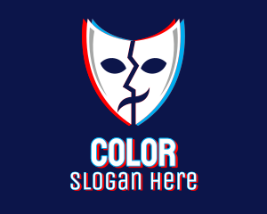 Data - Glitchy Thespian Mask logo design