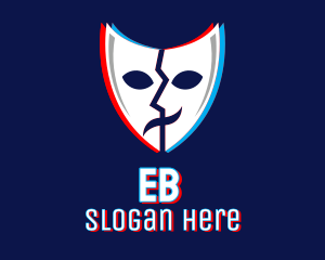 Static - Glitchy Thespian Mask logo design
