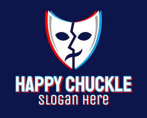 Laugh - Glitchy Thespian Mask logo design
