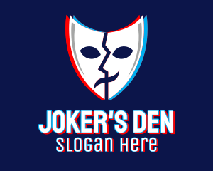 Joker - Glitchy Thespian Mask logo design