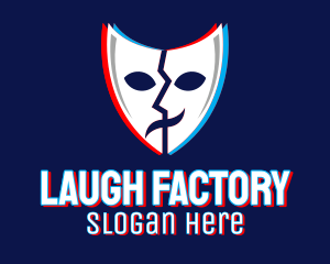 Comedian - Glitchy Thespian Mask logo design