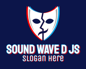 Static - Glitchy Thespian Mask logo design