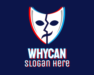 Web Host - Glitchy Thespian Mask logo design