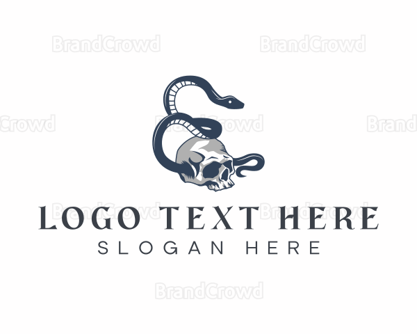 Skull Poison Snake Logo