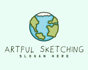 Quirky Sketch Earth logo design