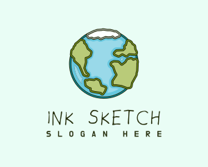 Quirky Sketch Earth logo design