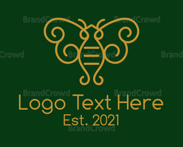 Gold Monoline Moth Bug Logo