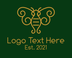 Minimalist - Gold Monoline Moth Bug logo design