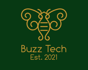 Bug - Gold Monoline Moth Bug logo design