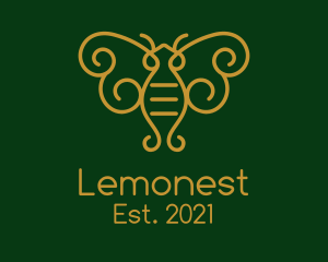 Moth - Gold Monoline Moth Bug logo design