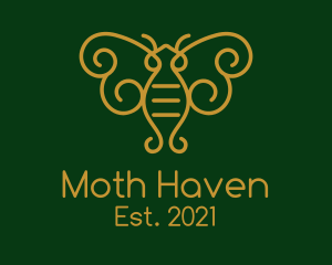 Gold Monoline Moth Bug logo design