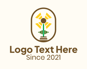 Power Plant - Flower Sun Badge logo design