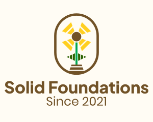 Solar - Flower Sun Badge logo design