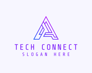 It Expert - Cyber Tech Letter A logo design