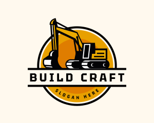 Excavator Construction Backhoe logo design