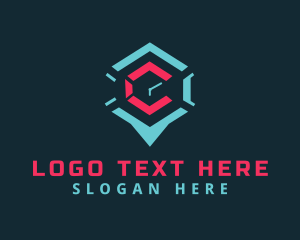 Speech - Clock Hexagon Letter C logo design