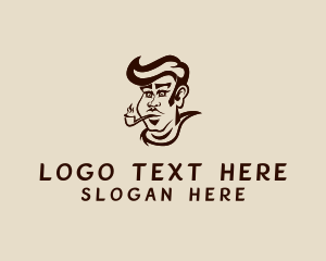 Moustache - Cigarette Smoker Man logo design