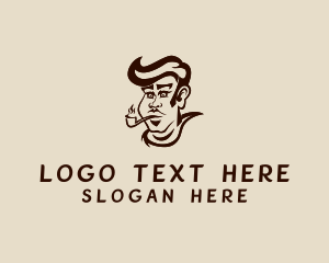 Barbershop - Cigarette Smoker Man logo design