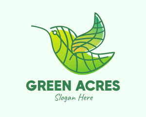 Green Leafy Bird logo design