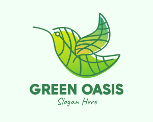 Green Leafy Bird logo design