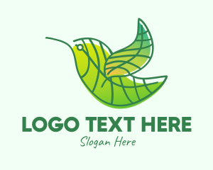 Green Leafy Bird Logo