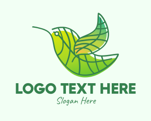 Green Leafy Bird Logo