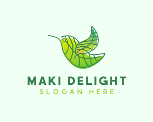 Green Leafy Bird logo design