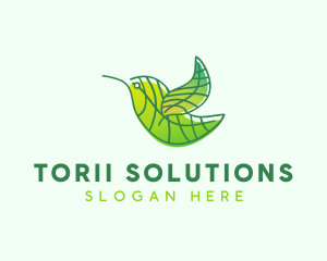 Green Leafy Bird logo design