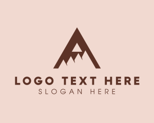 Camping Equipment - Mountain Peak Letter A logo design