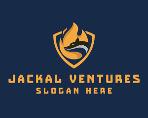 Jackal - Flame Wolf Shield logo design