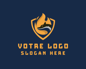 Wolf - Flame Wolf Shield logo design