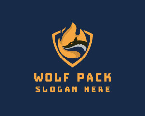 Flame Wolf Shield logo design