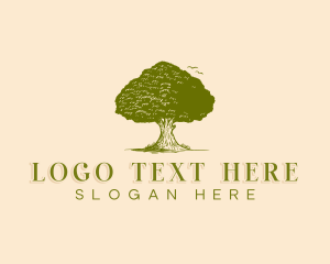 Vintage - Agriculture Oak Tree logo design