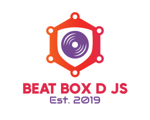Dj - DJ Music Hexagon Disc logo design